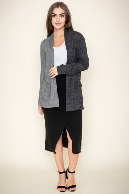 EG FASHION Plus-size Two Tone Open-front Cardigan