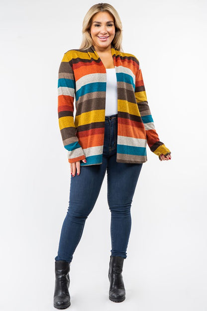 EG FASHION Stripe Elbow Patch Cardigan