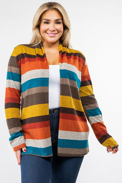 EG FASHION Stripe Elbow Patch Cardigan