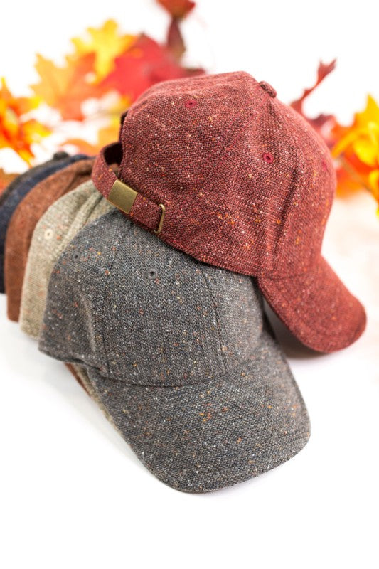 DANI & EM Breezy Tweed Ball Cap Fall Fashion Autumn Hat