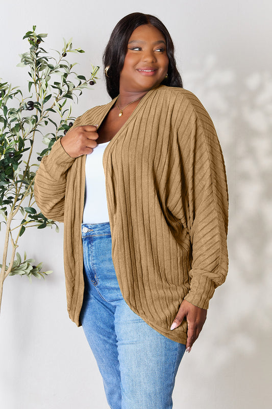 BASIC BAE Full Size Ribbed Cocoon Warm Cardigan