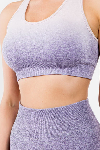 OTOS ACTIVE 2 Piece Lavendar Ombre Seamless Biker Short Set