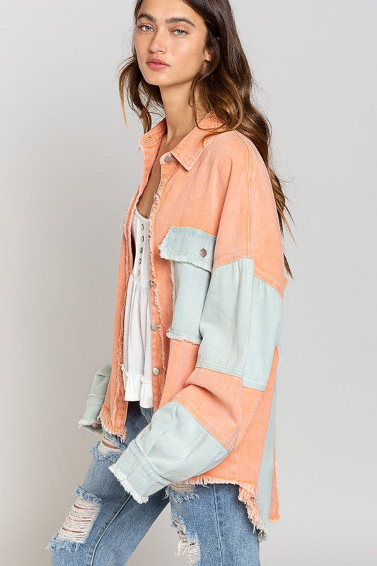 POL Color block Oversized Shacket