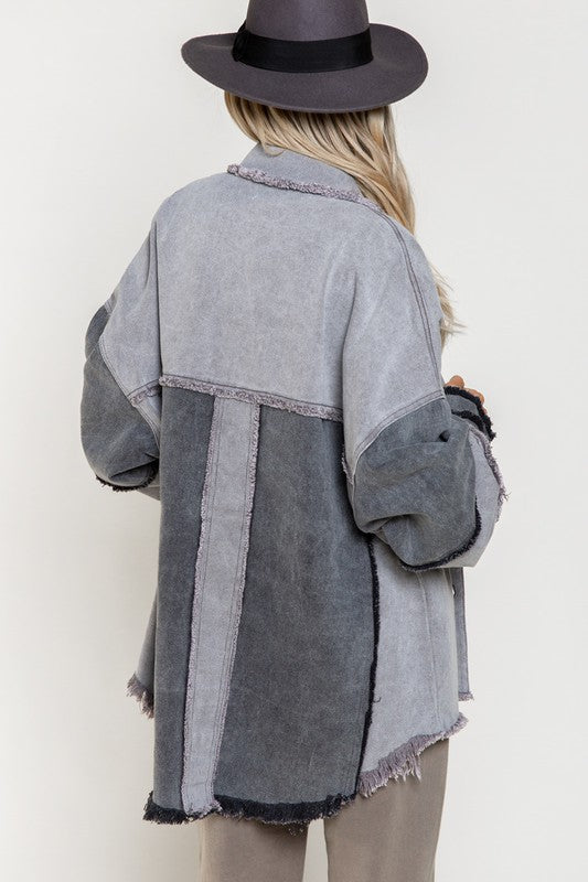 POL Color block Oversized Shacket