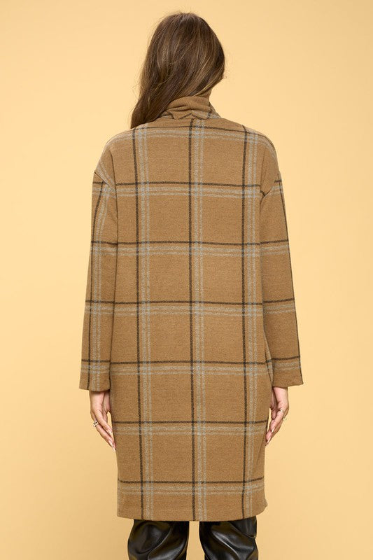 RENEE C. Plaid Coat with Buttons and Pockets