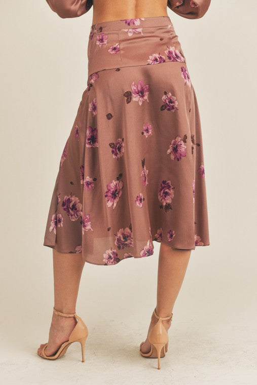 LUSH CLOTHING Side Slit Floral Print Skirt