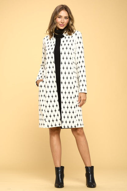 RENEE C. Knit Jacquard Open Coat