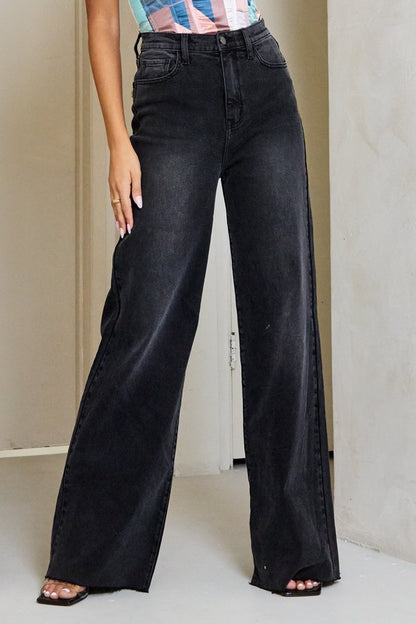 VIBRANT M.I.U. Elegant High Waisted Wide Leg Jeans