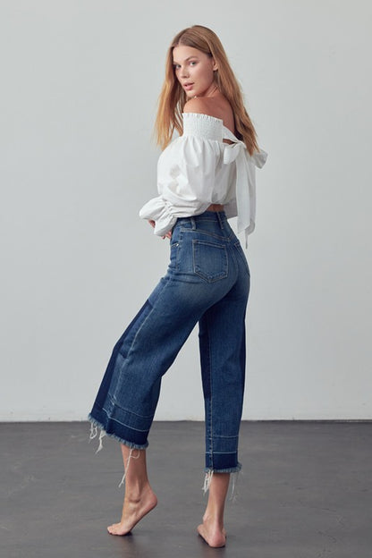 Mid Rise Crop Flare Jeans