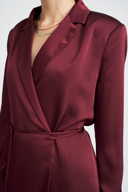 EMORY PARK Satin Wrapped Mini Blazer Dress