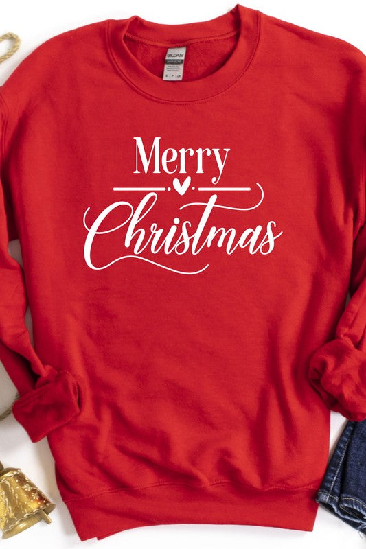 CALI "Merry Christmas Heart" Graphic Christmas Sweatshirt