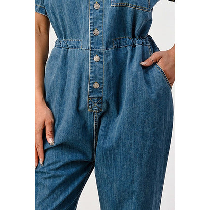 LITZ LA Oversized Buttoned-down Denim Jumpsuit