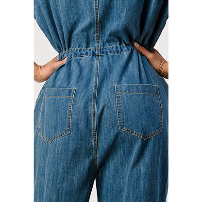 LITZ LA Oversized Buttoned-down Denim Jumpsuit