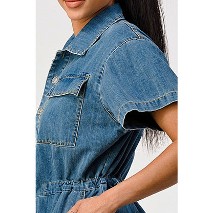 LITZ LA Oversized Buttoned-down Denim Jumpsuit