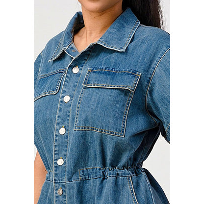 LITZ LA Oversized Buttoned-down Denim Jumpsuit