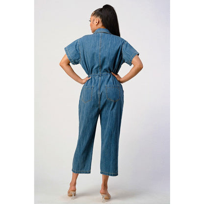 LITZ LA Oversized Buttoned-down Denim Jumpsuit