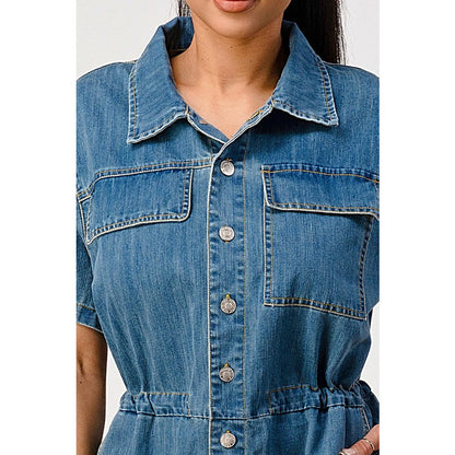 LITZ LA Oversized Buttoned-down Denim Jumpsuit