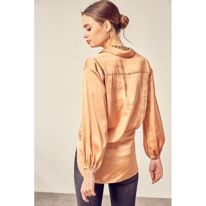 MUSTARD SEED Satin Front Tie Blouse