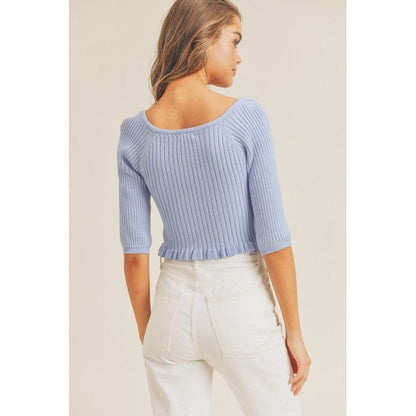 LUSH CLOTHING Square Neck Rib Knit Top