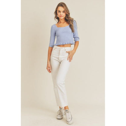 LUSH CLOTHING Square Neck Rib Knit Top