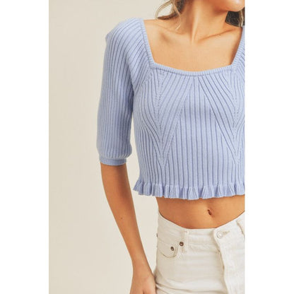 LUSH CLOTHING Square Neck Rib Knit Top