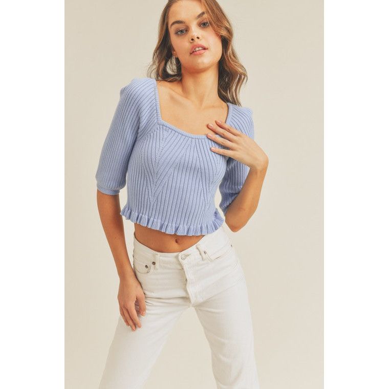 LUSH CLOTHING Square Neck Rib Knit Top