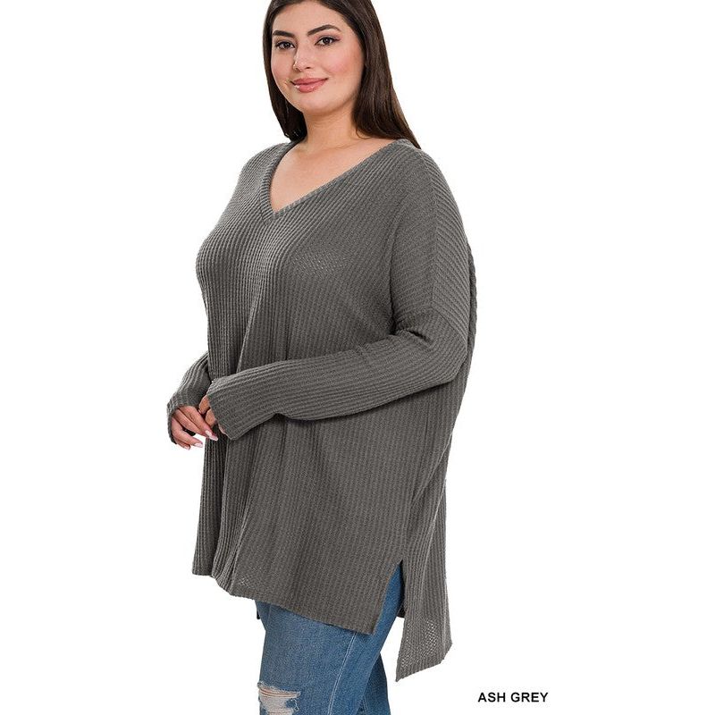 ZENNA Plus-size Brushed Thermal Waffle Sweater