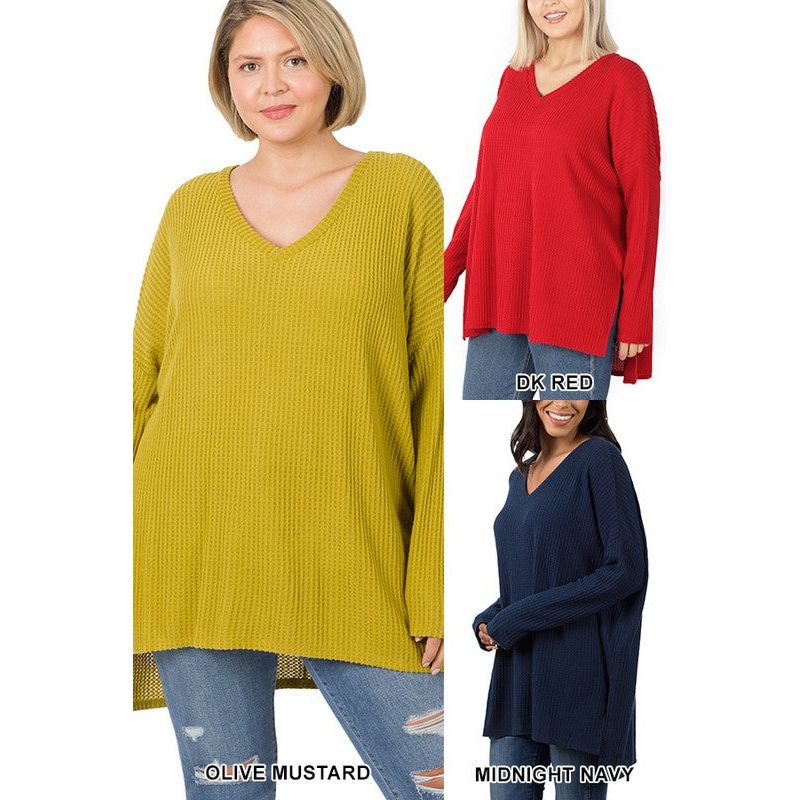 ZENNA Plus-size Brushed Thermal Waffle Sweater