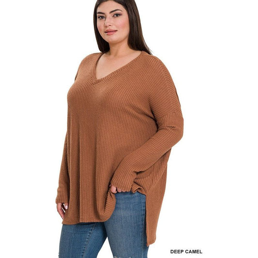 ZENNA Plus-size Brushed Thermal Waffle Sweater