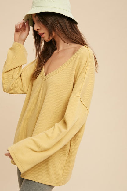 AEMI & Co. Cozy V- Neckline Knitted Top - Casey Top