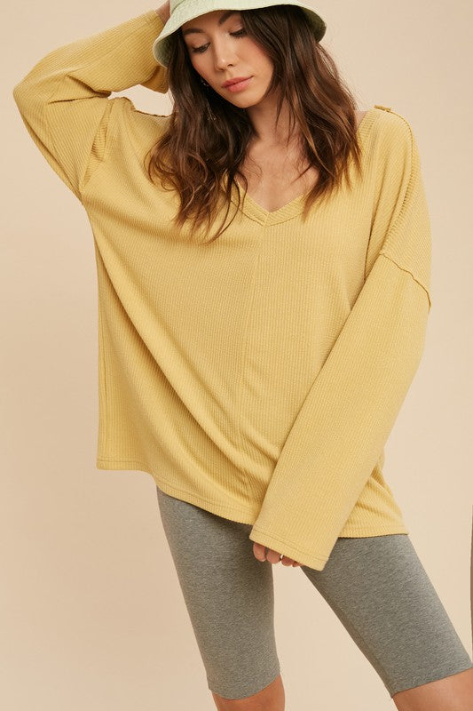 AEMI & Co. Cozy V- Neckline Knitted Top - Casey Top