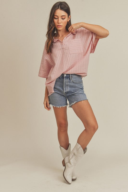 AEMI & Co. Casual Striped Dolman Sleeves Top - Rachel Top