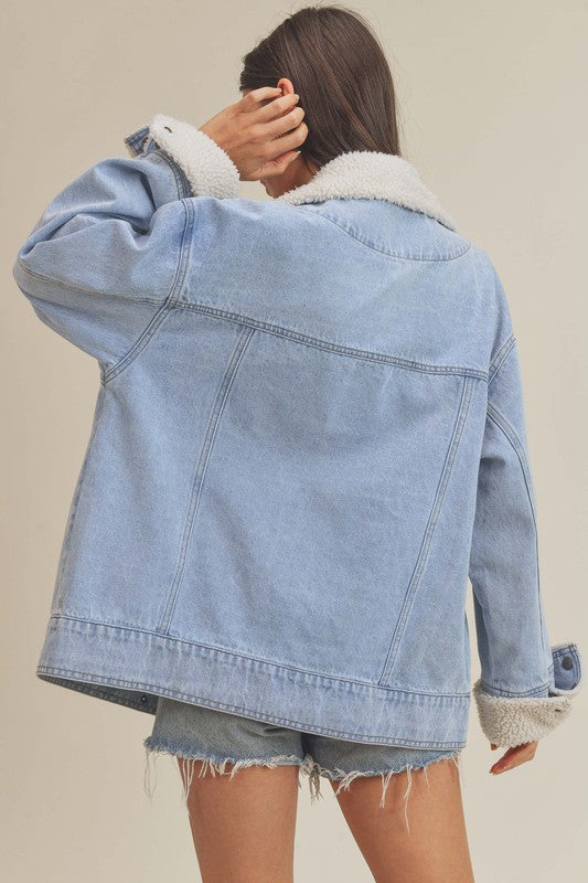 AEMI & Co. Denim Juliette Jacket with Fleece Collar