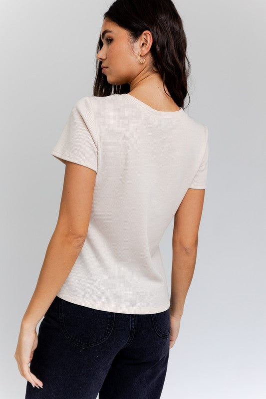 GILLI Short Sleeve Asymmetrical Top