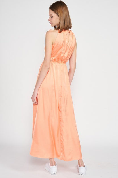 EMORY PARK Peach Waist Cutout Cocktail Dress