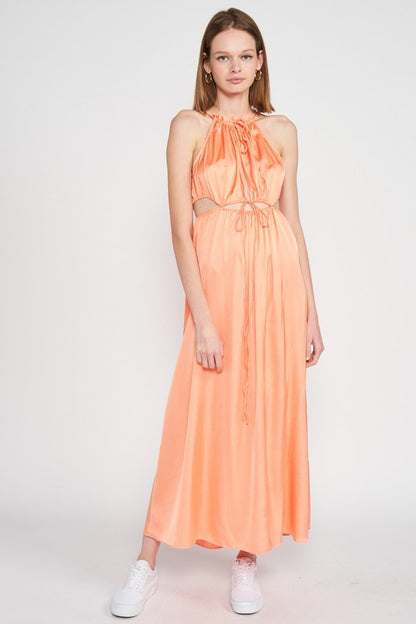 EMORY PARK Peach Waist Cutout Cocktail Dress