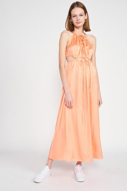 EMORY PARK Peach Waist Cutout Cocktail Dress