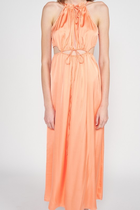 EMORY PARK Peach Waist Cutout Cocktail Dress