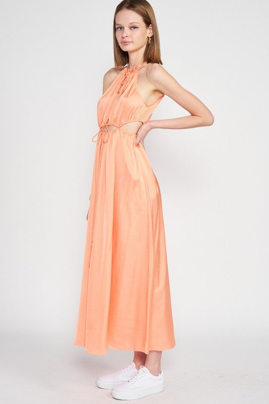 EMORY PARK Peach Waist Cutout Cocktail Dress