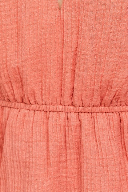 LE LIS Peach Mini Flare Sundress with Ruffle Detail