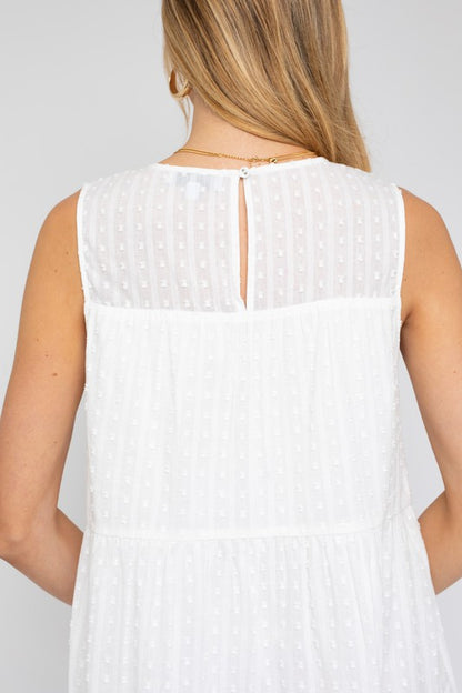 GILLI Elegant Off-white Sleeveless Tiered Mini Dress