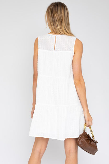 GILLI Elegant Off-white Sleeveless Tiered Mini Dress