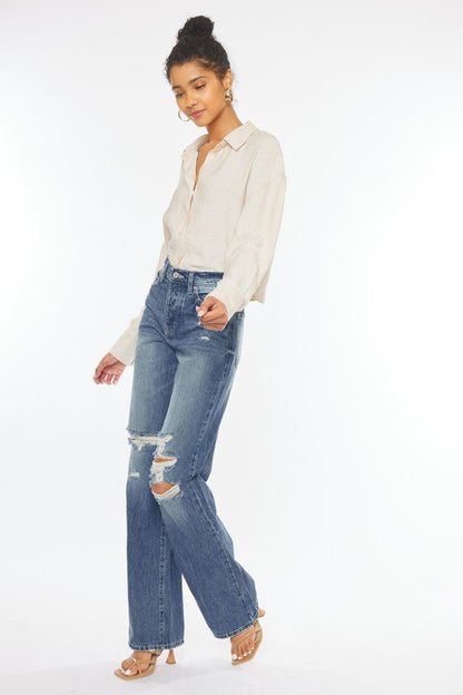 KAN CAN USA Ultra High-Rise Distressed 90s Flare