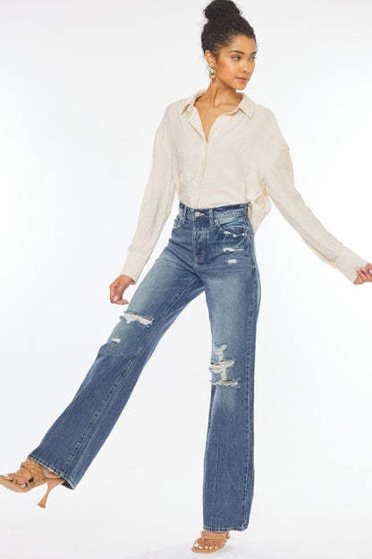 KAN CAN USA Ultra High-Rise Distressed 90s Flare