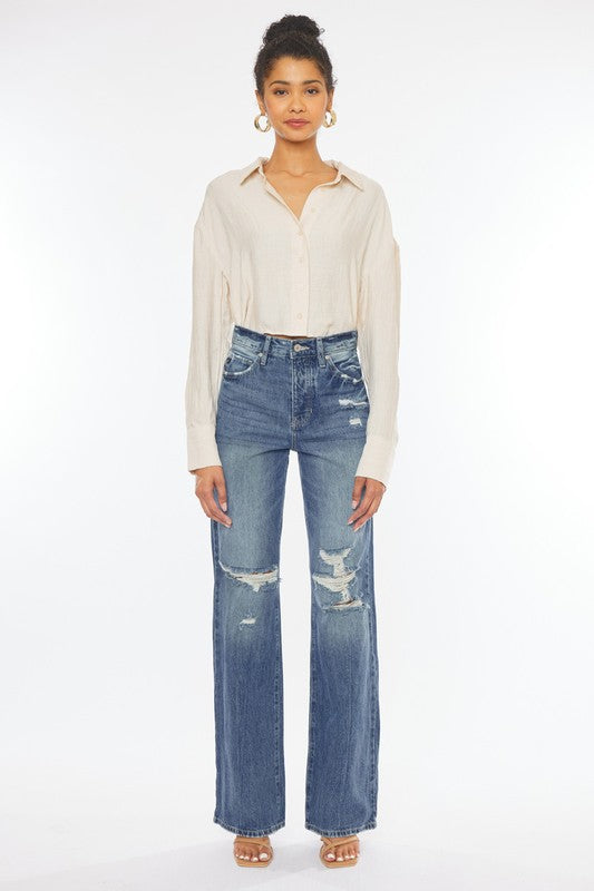 KAN CAN USA Ultra High-Rise Distressed 90s Flare