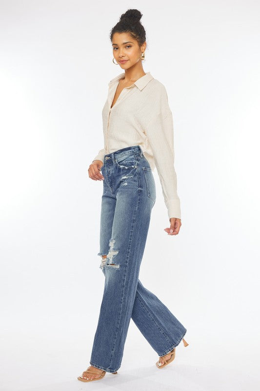 KAN CAN USA Ultra High-Rise Distressed 90s Flare