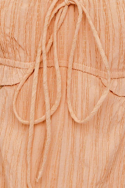 LE LIS Off-Shoulder Apricot Cutout Romper