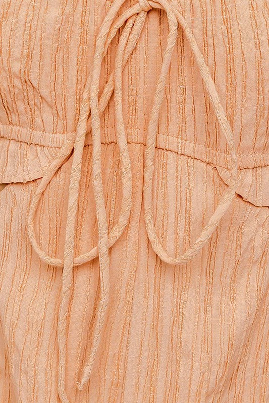 LE LIS Off-Shoulder Apricot Cutout Romper