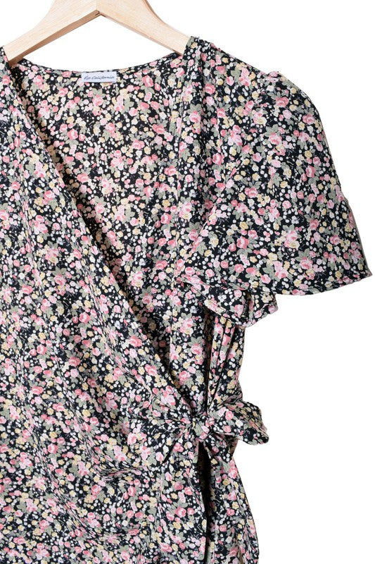 EG FASHION Ditsy Floral Wrap Dress