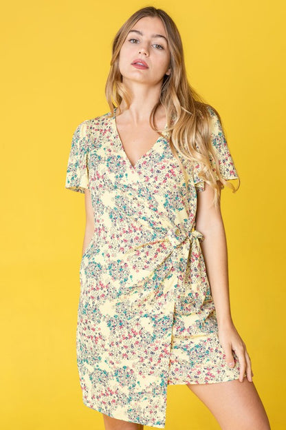 EG FASHION Ditsy Floral Wrap Dress